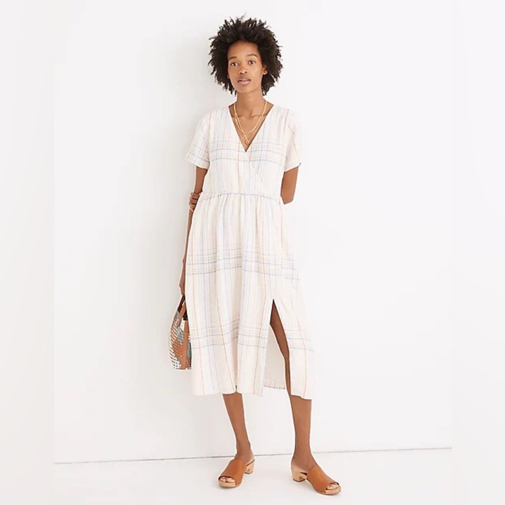 Madewell Pastel Plaid Midi Dress